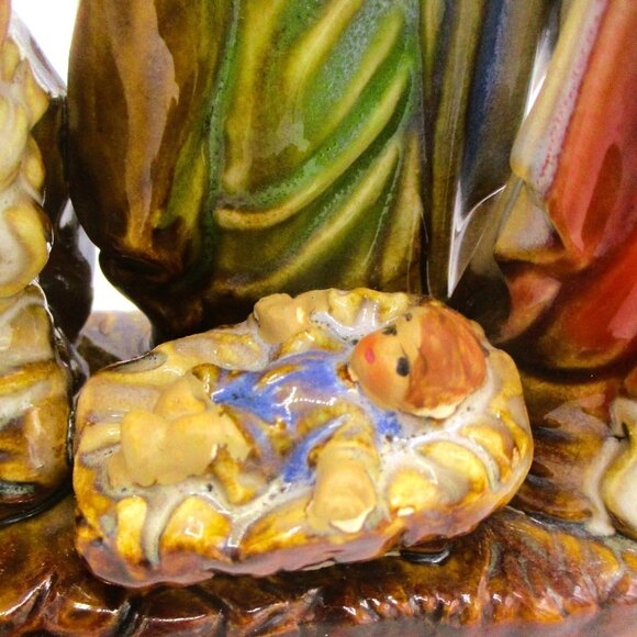 Holy Family Nativity Scene Figurine W/Angel 6" Hand-Painted Ceramic Christmas De - Picture 3 of 8